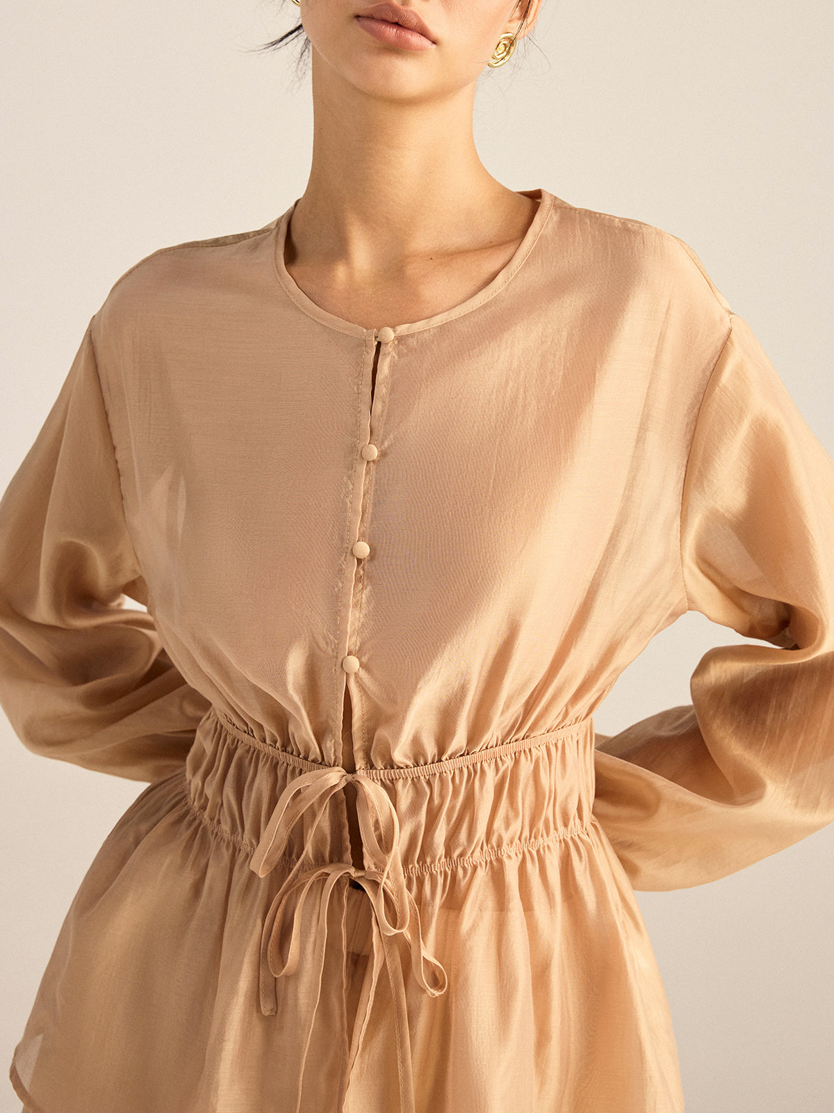 Tencel Bağcıklı Üst Ve Şort Takımı