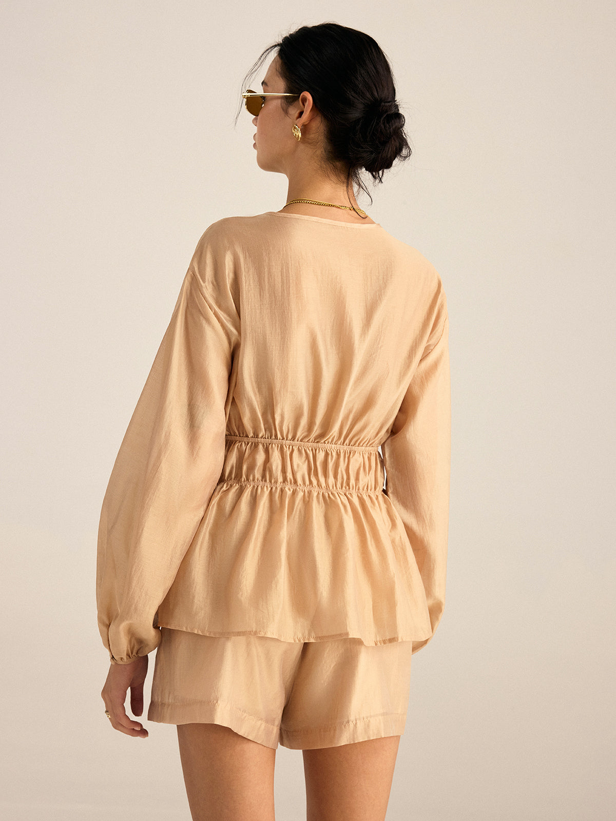 Tencel Bağcıklı Üst Ve Şort Takımı
