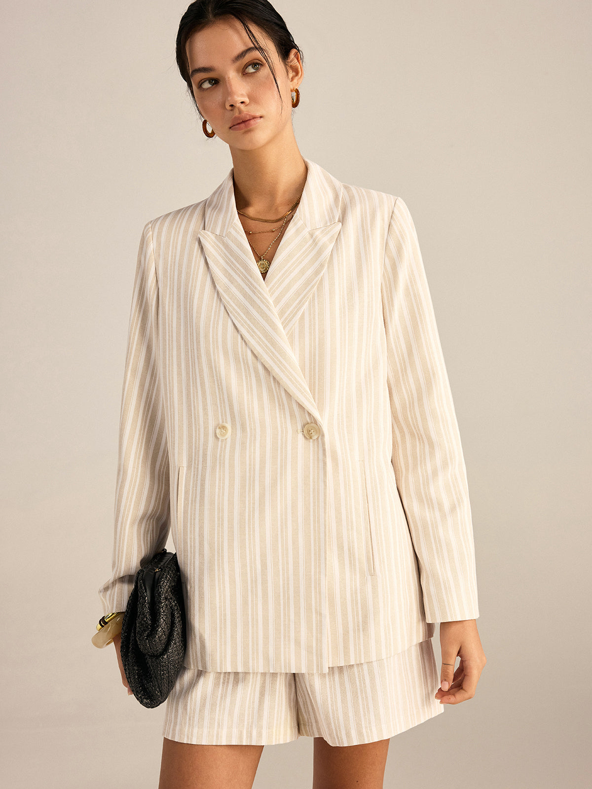 Çizgili Kruvaze Blazer