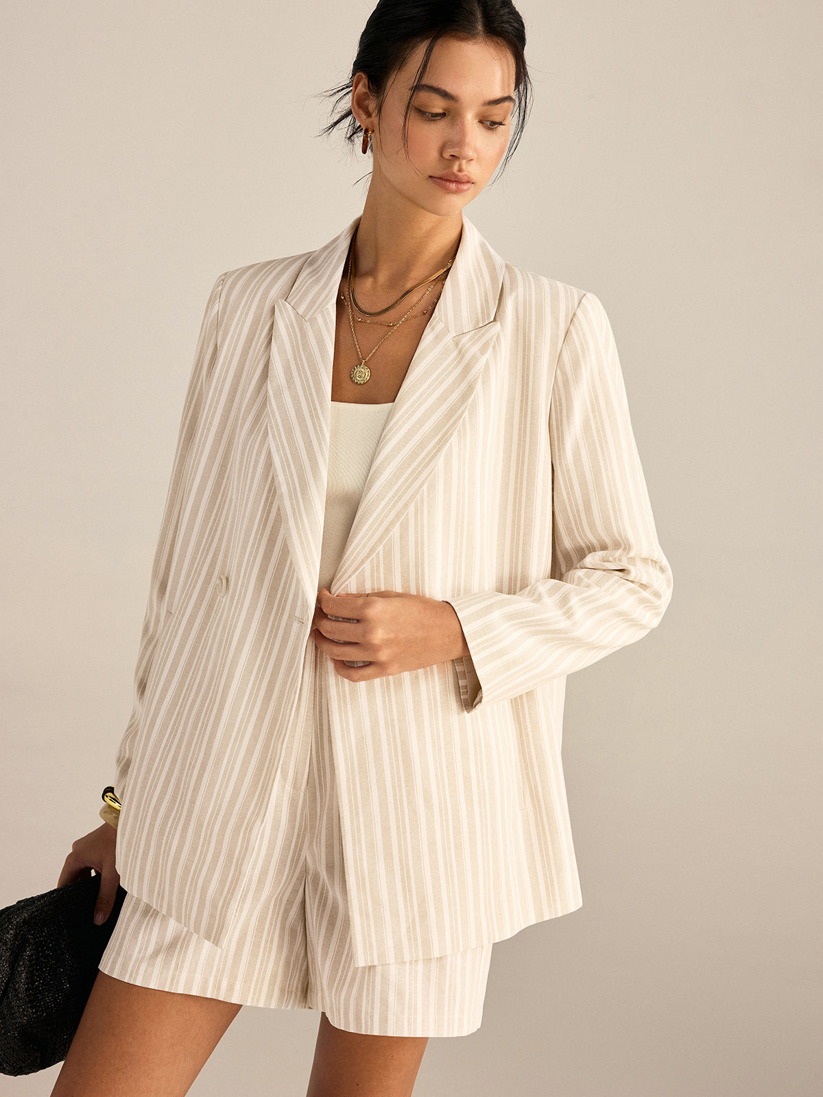 Çizgili Kruvaze Blazer
