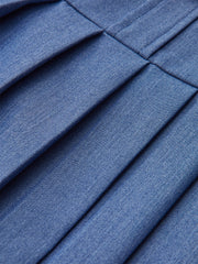 Düğmeli Halter Yaka Plise Elbise