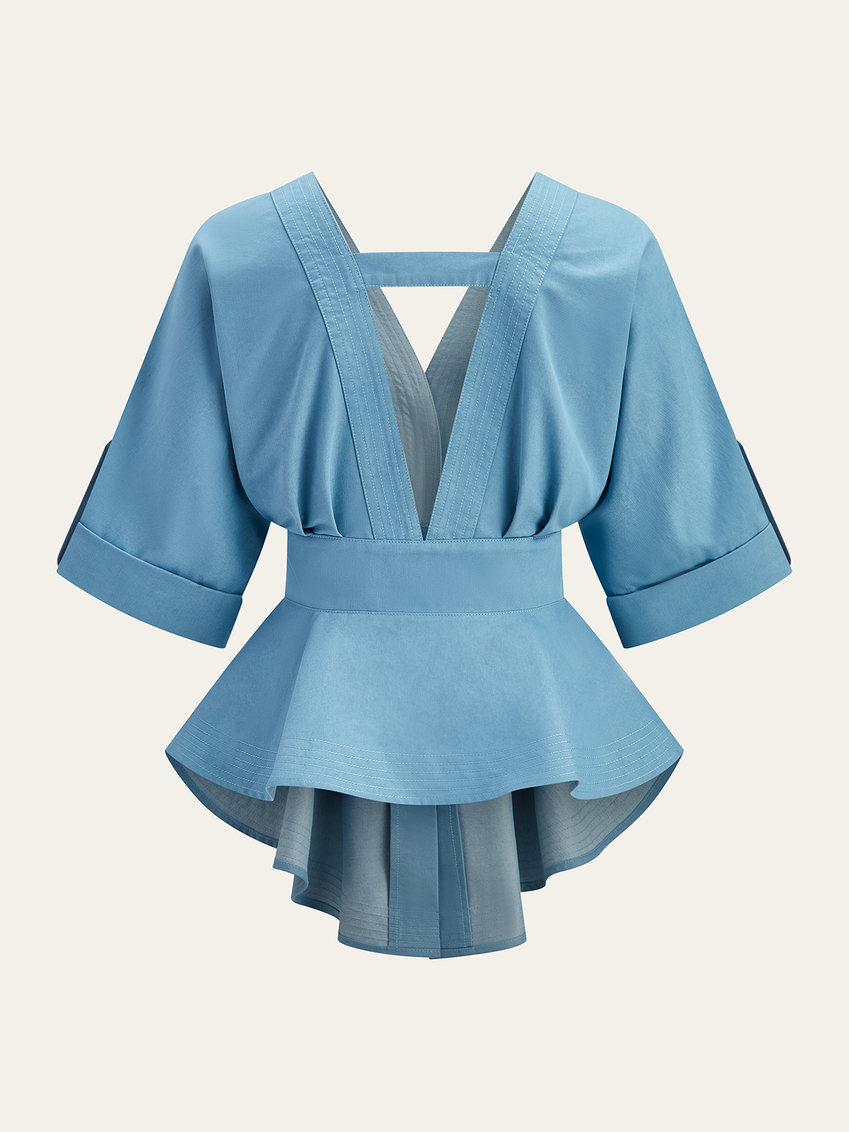 V Yaka Peplum Bluz