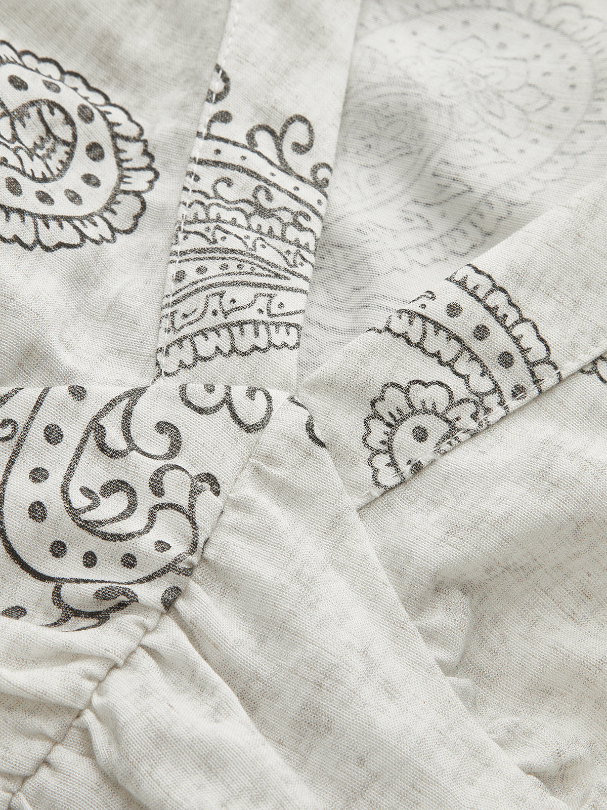 Boho Desenli Büzgülü Kısa Üst