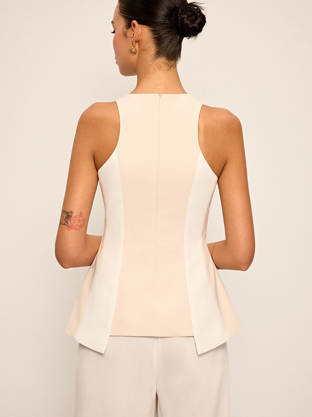 Çizgili Kolsuz Peplum Üst