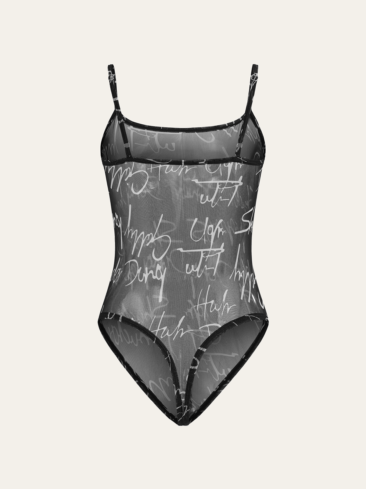 Şeffaf Eriyen Tank Top Yazılı Bodysuit