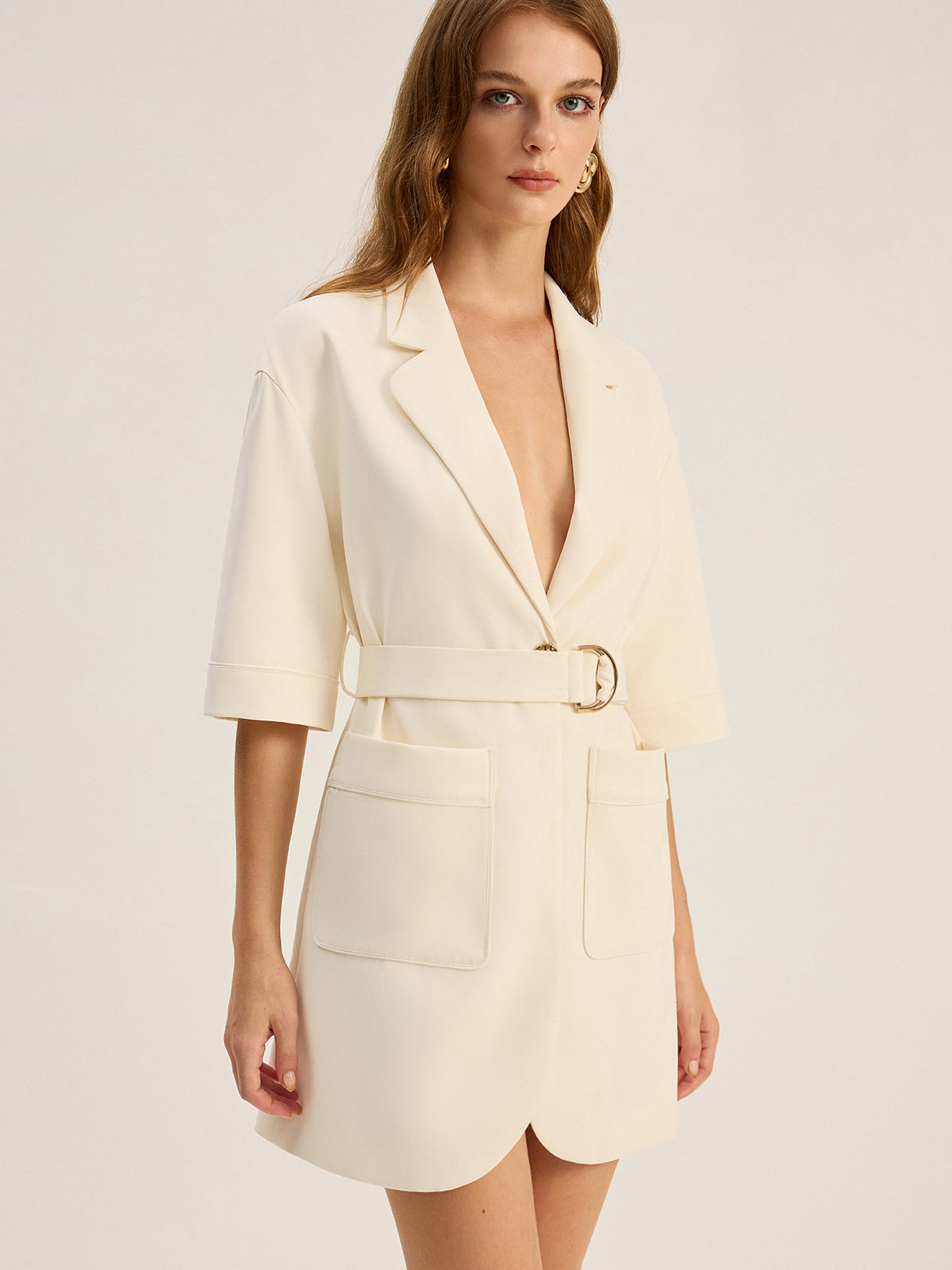 Kemerli Cepli Blazer Elbise