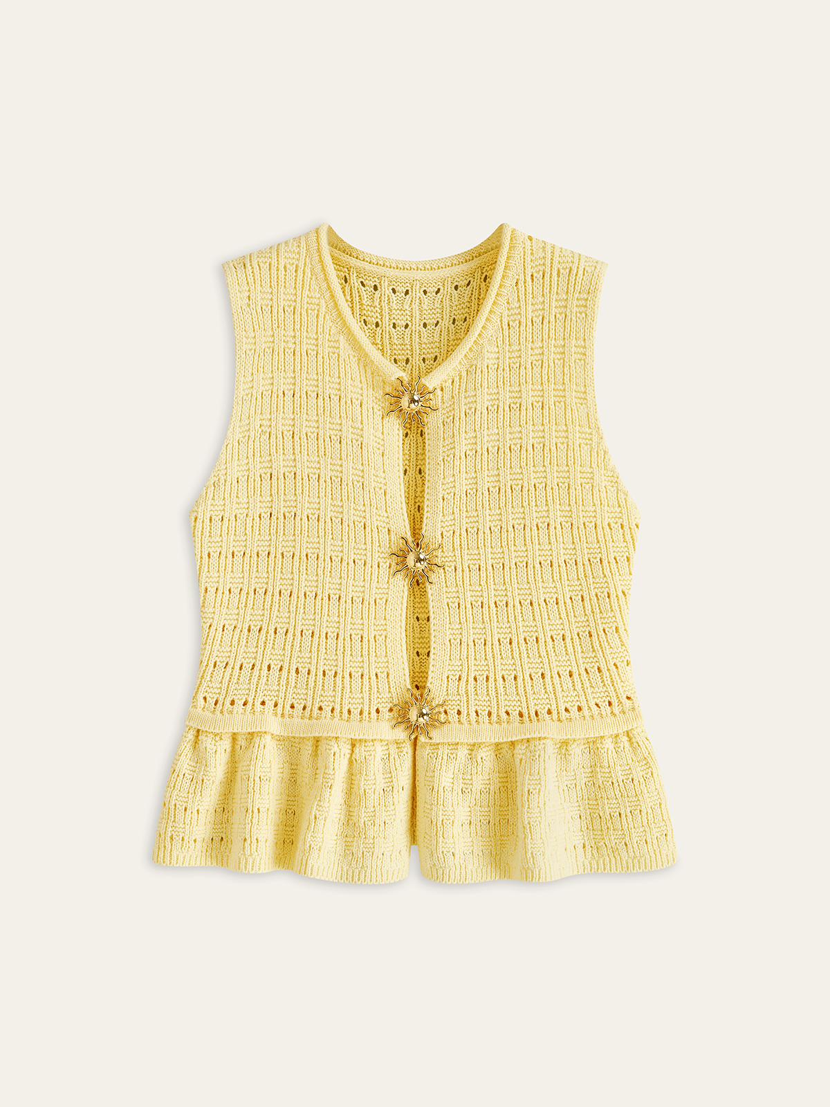 Metal Detaylı Örme Peplum Yelek