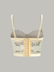 Yarı Şeffaf Çiçek Nakışlı Fileli Korse Üst