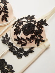 Yarı Şeffaf Çiçek Nakışlı Fileli Korse Üst