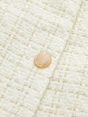 Kemerli Metal Düğmeli Yünlü Dokuma Ceket