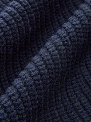 Asimetrik Fermuarlı Panelli Kot Kumaşlı Triko Hırka