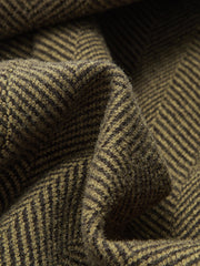 Kemerli Balık Kılçığı Desenli Çift Düğmeli Ceket