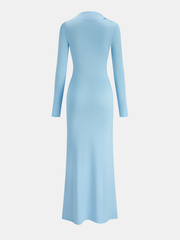 Metal Halkalı Drapeli Uzun Kollu Elbise