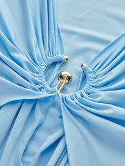 Metal Halkalı Drapeli Uzun Kollu Elbise