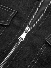 Fermuarlı Bol Kesim Kot Ceket