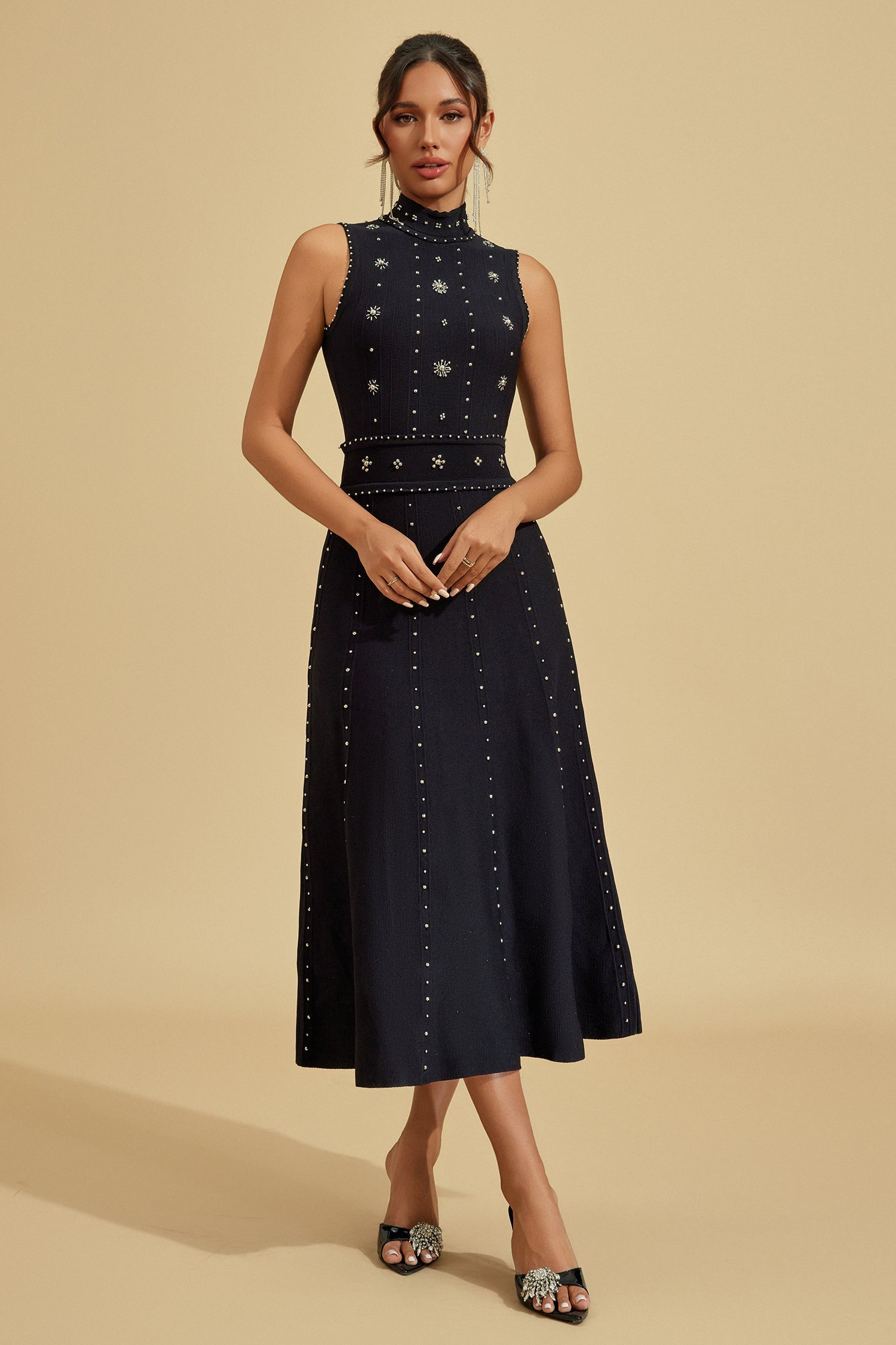 Lola Kristalli Midi Elbise
