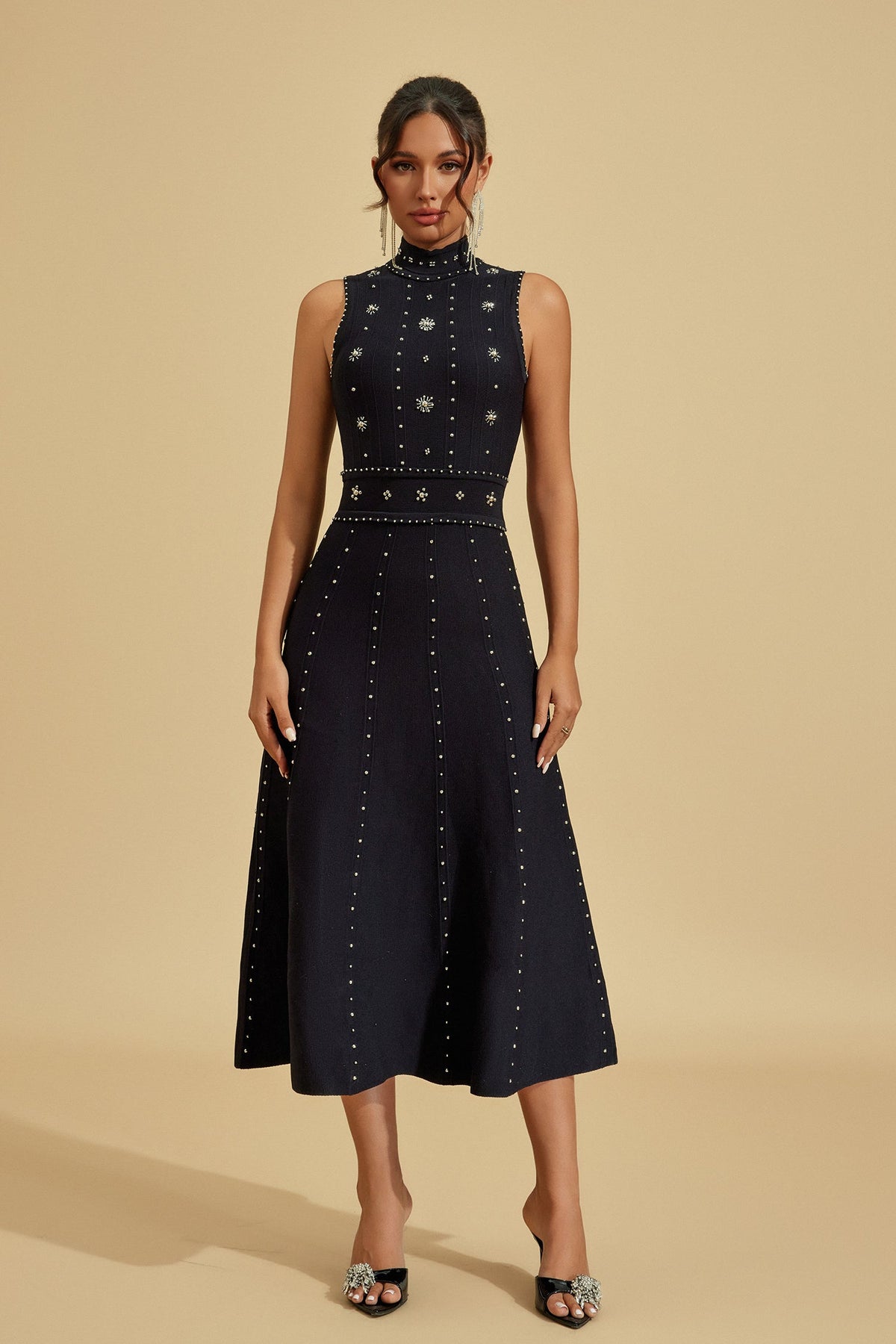 Lola Kristalli Midi Elbise