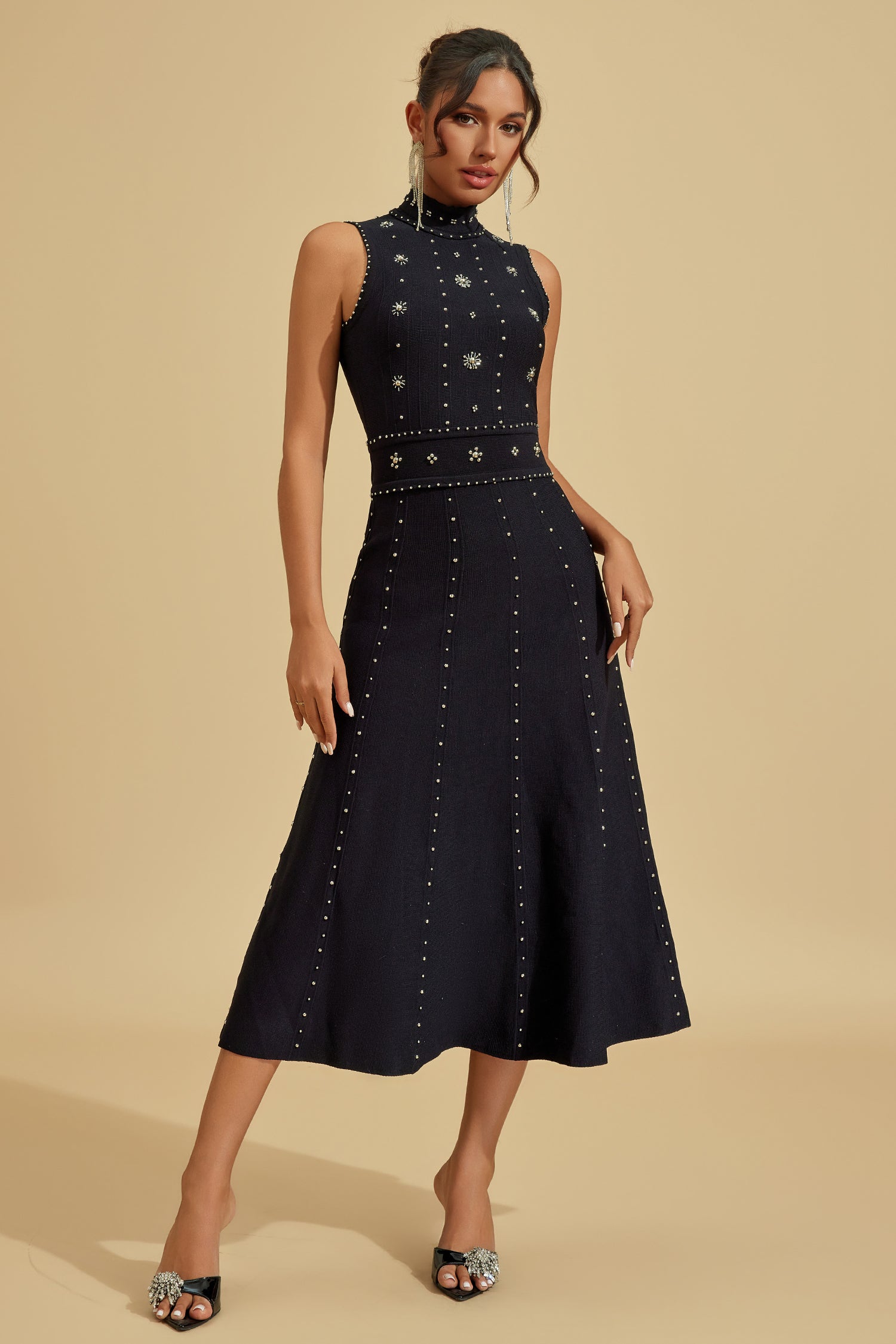 Lola Kristalli Midi Elbise