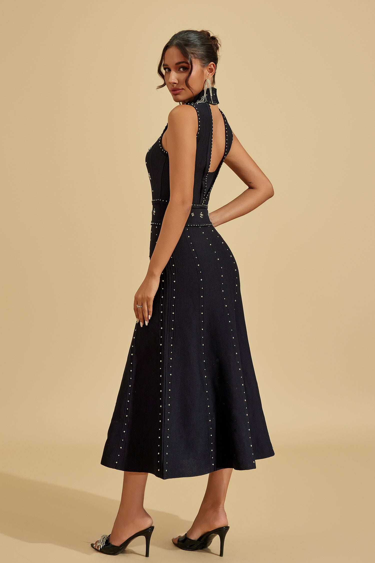 Lola Kristalli Midi Elbise
