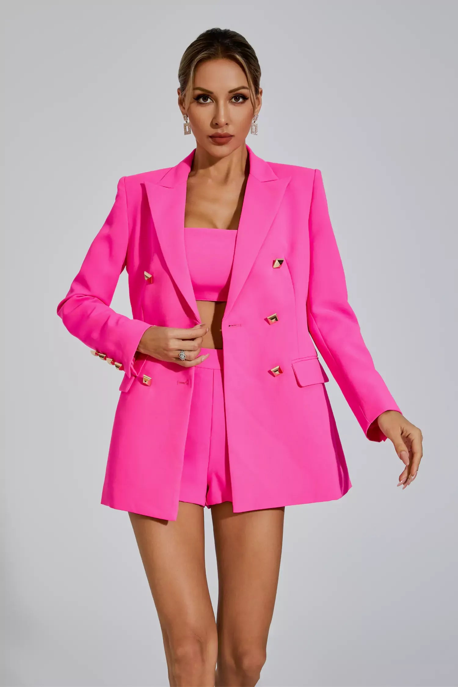 Adalee Pembe Üç Parçalı Ceket Takımı
