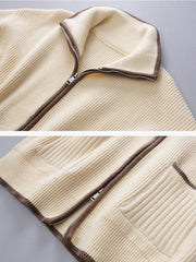 Geniş Kesim Fermuarlı Yaka Hırka