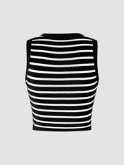 Şık Çizgili Kolsuz Üst