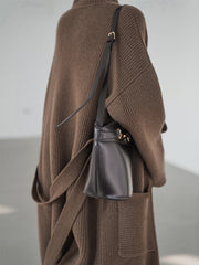 Kışlık Düz Triko Trençkot