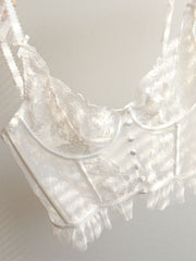 Çiçek Desenli Şeffaf Dantel Korse