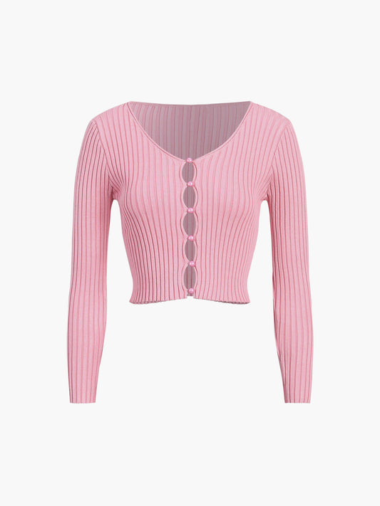 Barbiecore Rib Örgü Üst