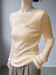 Çapraz Kesim Dekolteli Uzun Kollu Bluz