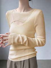 Çapraz Kesim Dekolteli Uzun Kollu Bluz