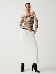 Yarı Şeffaf Tül Omuz Açık Üst