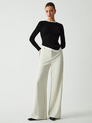 Asimetrik Kenar Kontrast Detaylı Uzun Kollu Gömlek