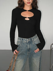 Çift Anahtar Delikli Uzun Kollu Bluz
