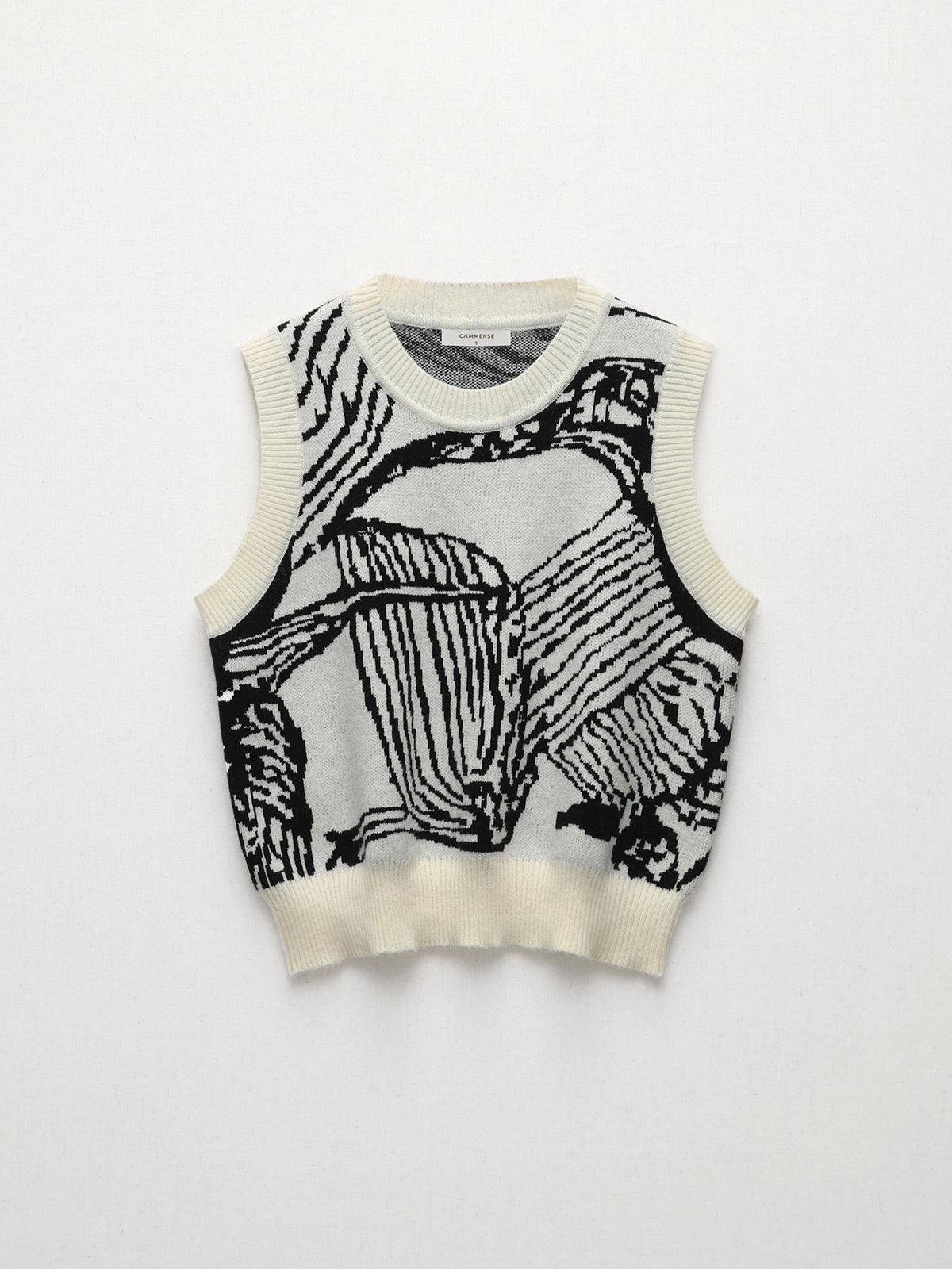 Çiçekli Kontrast Şeritli Süveter