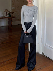 Katmanlı Uzun Kollu Plise Gömlek