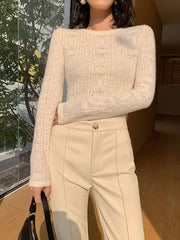 Çiçek Desenli Örgü Uzun Kollu Üst