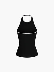 Kontrast Kenarlı Açık Sırt Triko Üst