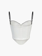 Kontrast Bağlama Detaylı Saten Üst