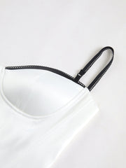 Kontrast Bağlama Detaylı Saten Üst