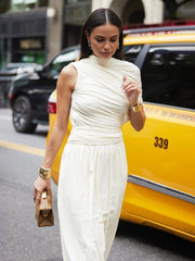 Asimetrik Fırfırlı Kısa Kollu Elbise