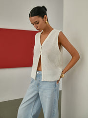 İnce Kolsuz Triko Hırka