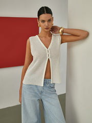 İnce Kolsuz Triko Hırka