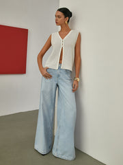 İnce Kolsuz Triko Hırka