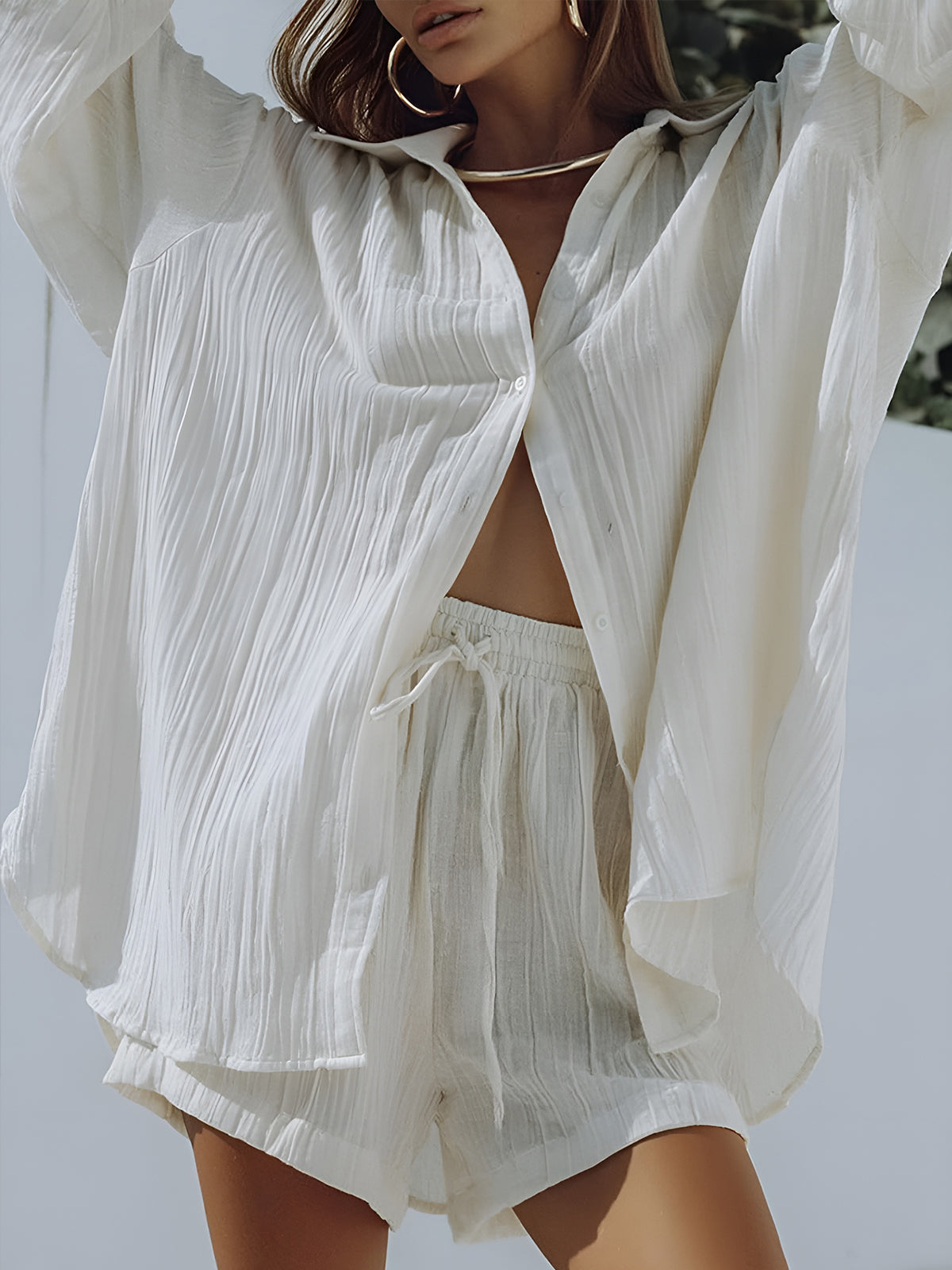 Cepli Bağcıklı Şort Takımı