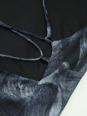 Çapraz Desenli Asimetrik Kısa Elbise