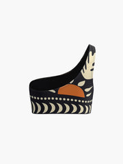 Kuş Desenli Asimetrik Yaka Mayo Takımı