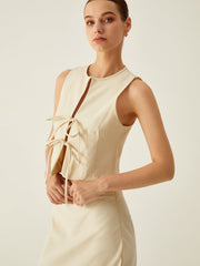 Bağcıklı Kolsuz Yelek Fiyonk Tasarım