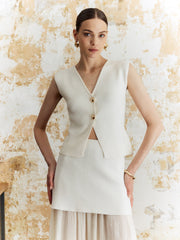 Düz Düğmeli Örgü Yelek