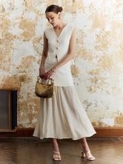 Düz Düğmeli Örgü Yelek